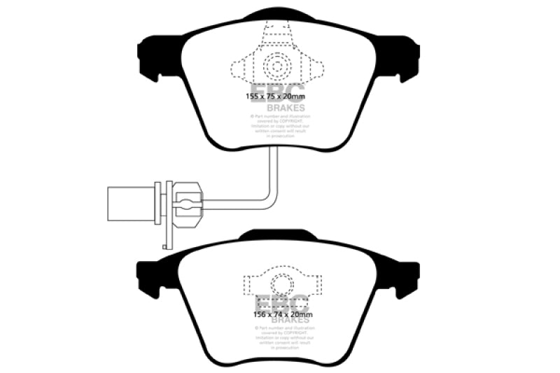 EBC 05-08 Audi A4 2.0 Turbo Redstuff Front Brake Pads - Graveyard Performance