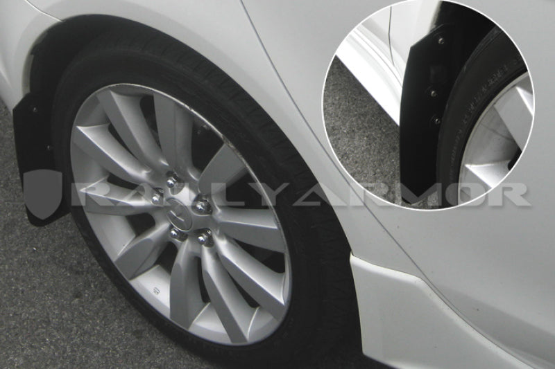 Rally Armor 07-17 Mitsubishi Lancer Basic Black Mud Flap w/ Black Logo - Graveyard Performance