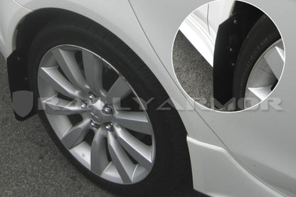 Rally Armor 07-17 Mitsubishi Lancer Basic Black Mud Flap w/ Black Logo - Graveyard Performance