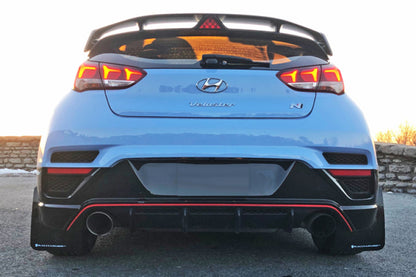 Rally Armor 19-22 Hyundai Veloster N Black UR Mud Flap w/ White Logo - Graveyard Performance