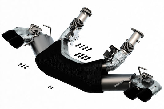 Borla 2020 Chevrolet Corvette C8 6.2L S-Type Exhaust System Dual Round Rolled A/C Black Chrome Tips - Graveyard Performance