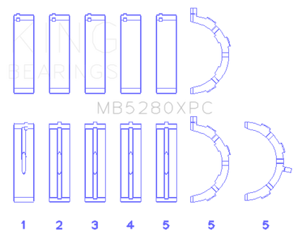 King Engine Bearings Ford 4.6L/5.4L V8 SOHC Performance Coated Main Bearing Set - Size STD - Graveyard Performance