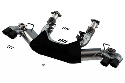 Borla 2020 Chevrolet Corvette C8 6.2 ATAK 3in Exhaust System Dual Round Rolled A/C Black Chrome Tips - Graveyard Performance
