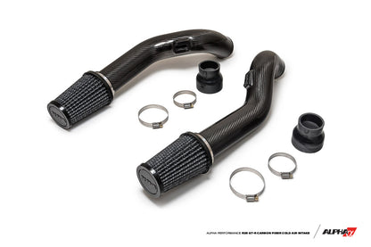 AMS Performance 2009+ Nissan GT-R R35 Alpha Carbon Fiber Intake Pipes for Stock Turbos - Graveyard Performance