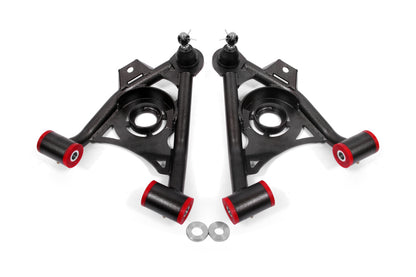 BMR 79-93 Fox Mustang Non-Adj Lower A-Arms Standard Ball Joint Spring Pocket - Black Hammertone - Graveyard Performance