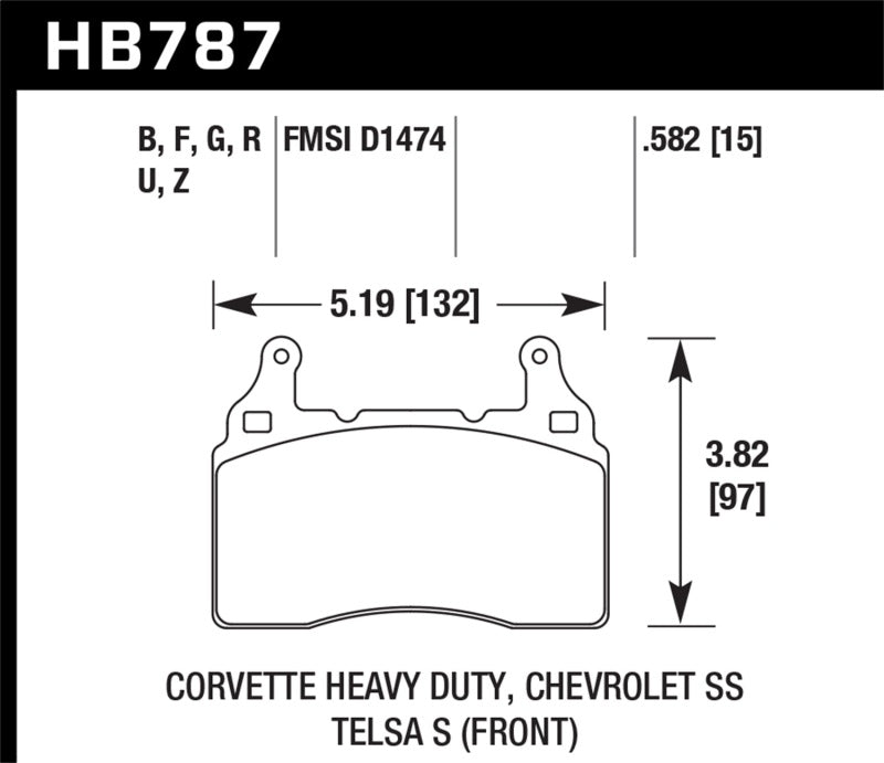 Hawk 15-17 Chevy Corvette Z06 HPS 5.0 Front Brake Pads - Graveyard Performance