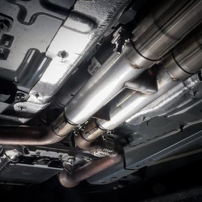 Stainless Works 2018+ Ford Mustang GT 3in Redline Series Catback H-Pipe w/Active Valves & Quad Tips - Graveyard Performance