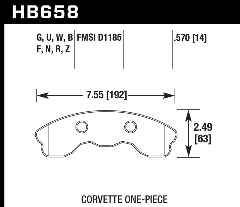 Hawk 06-13 Chevrolet Corvette Z06 DTC-30 Race Front Brake Pads (One Piece) - Graveyard Performance