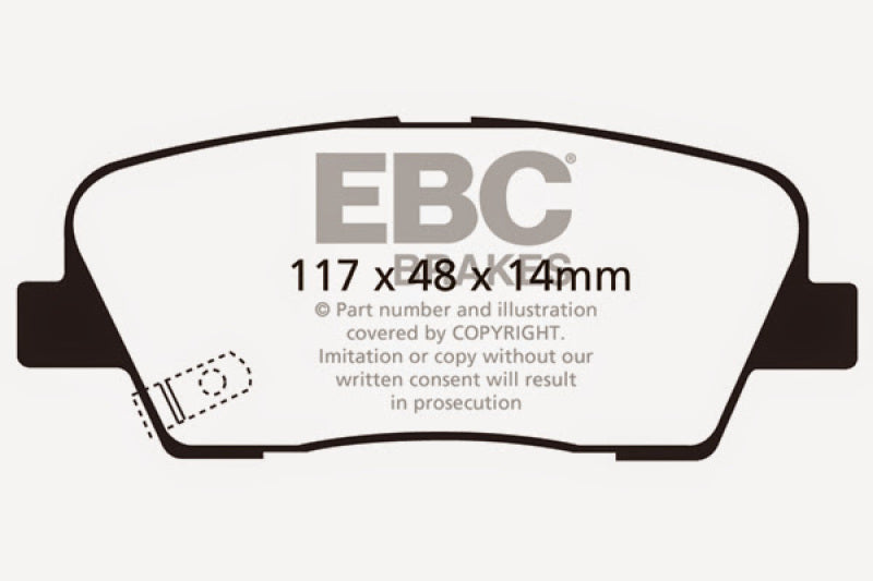 EBC 2009-2016 Hyundai Genesis Coupe 2.0L Turbo Ultimax2 Rear Brake Pads - Graveyard Performance