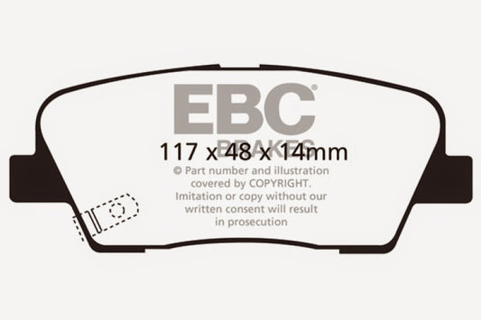 EBC 2009-2016 Hyundai Genesis Coupe 2.0L Turbo Ultimax2 Rear Brake Pads - Graveyard Performance