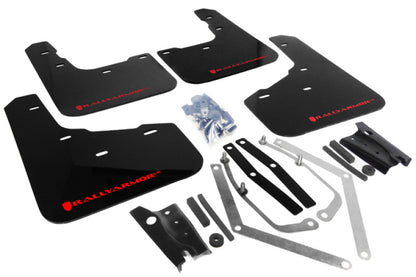 Rally Armor 13-19 Ford Fiesta ST Black UR Mud Flap w/Red Logo - Graveyard Performance