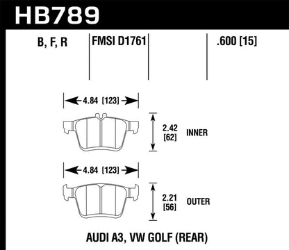 Hawk 15-17 Audi A3/A3 Quattro HPS 5.0 Rear Brake Pads - Graveyard Performance