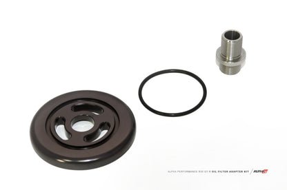 AMS Performance 2009+ Nissan GT-R R35 Alpha CNC Billet Oil Filter Adapter w/Street Filter - Graveyard Performance