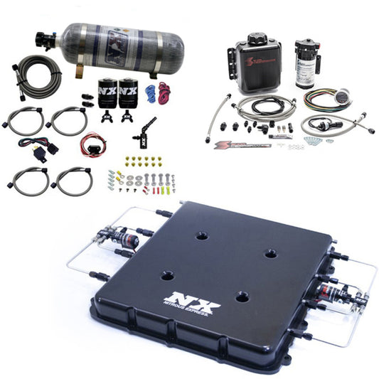 Nitrous Express Nitrous & Water Injection Kit w/Billet LT4 Supercharger Lid w/12lb Bottle - Graveyard Performance