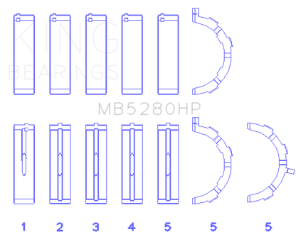 King Ford Prod. V8 4.6L/5.4L Will Not Fit 13-14 GT500 Performance Main Bearing Set - Size STD - Graveyard Performance