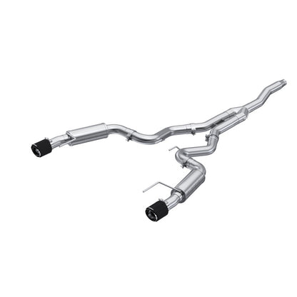 MBRP 19-22 Ford Mustang 2.3 EcoBoost 3in Cat-Back Dual Split Rear w/4.5in Carbon Fiber Tips (Race) - Graveyard Performance