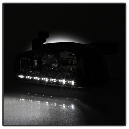 xTune Dodge Charger 06-10 1Pc LED Crystal Headlights Black HD-ON-DCH05-1PC-LED-BK