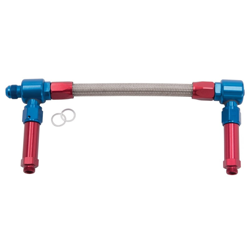 Russell Performance -8 AN to -8 AN ProFlex Demon Carb Dual Inlet Carb Kit (Red/Blue)