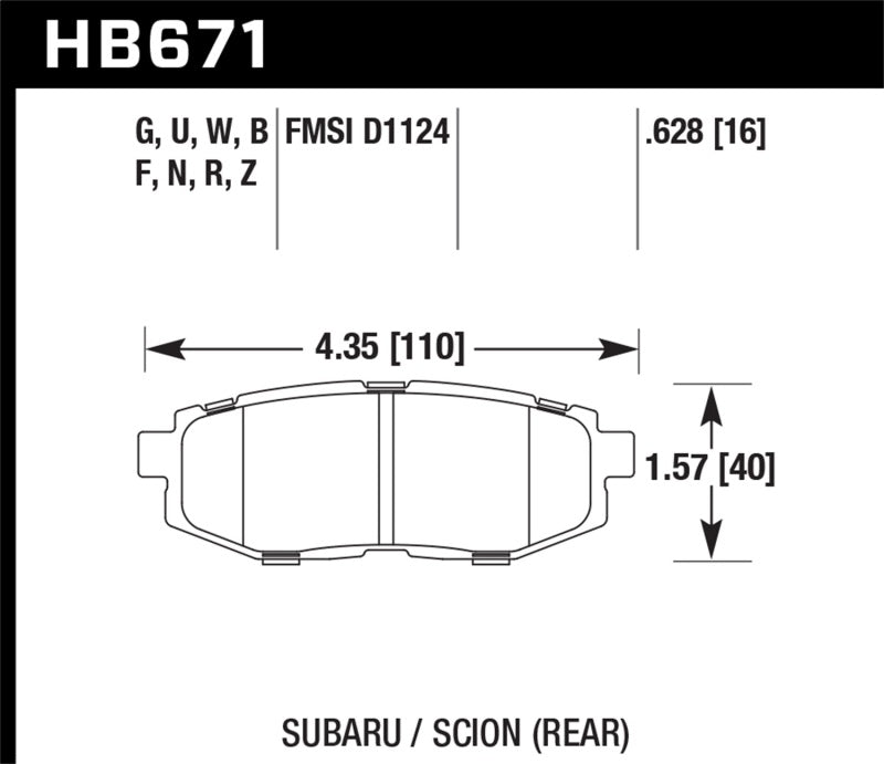 Hawk 13 Scion FR-S / 13 Subaru BRZ/10-12 Legacy 2.5 GT/3.6R DTC-30 Race Rear Brake Pads