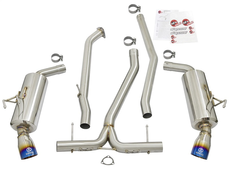aFe POWER Takeda 16-17 Honda Civic I4-1.5L (t) 2.5-2.25in 304 SS CB Dual-Exit Exhaust Blue Tips - Graveyard Performance