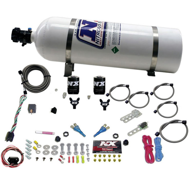 Nitrous Express 03-18 Nissan 350Z/370Z Dual Nozzle (35-150HP) w/15lb Bottle - Graveyard Performance