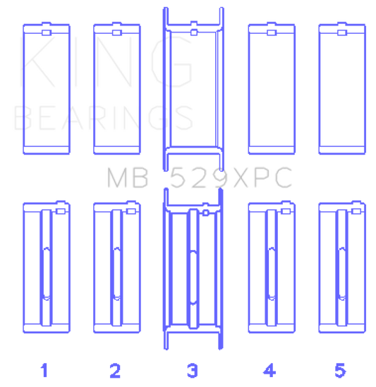 King Engine Bearings Ford 260CI/289CI/302 5.0L Windsor Coated Crankshaft Main Bearing Set