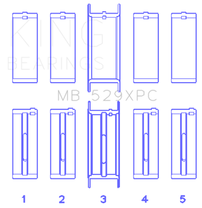 King Ford 260CI/289CI/302 5.0L Windsor Coated Crankshaft Main Bearing Set of 5 (Size .001) - Graveyard Performance
