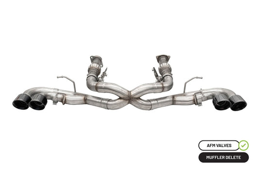 Corsa 20-25 Corvette C8 3in Xtreme Cat-Back Exhaust 4.5in Blk Quad Tips - Integrates stock AFM Valve - Graveyard Performance