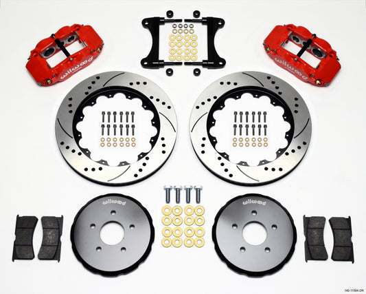 Wilwood Narrow Superlite 6R Front Hat Kit 14.00in Drill Red Nissan 370Z/Fiti G37 - Graveyard Performance