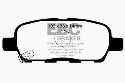 EBC 08-13 Infiniti EX35 3.5 Ultimax2 Rear Brake Pads - Graveyard Performance