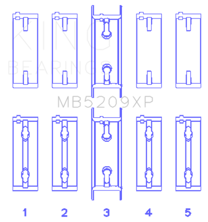 King Mitsubishi 4G63/4G64 7 Bolt 2nd Gen DSM and EVO I-IV Performance Main Bearing Set - Size STDX - Graveyard Performance