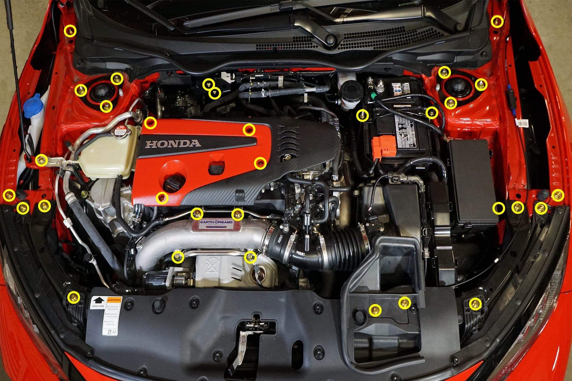 Honda Civic Type R (2017-2019) Titanium Dress Up Bolt Full Engine Bay Kit - DressUpBolts.com