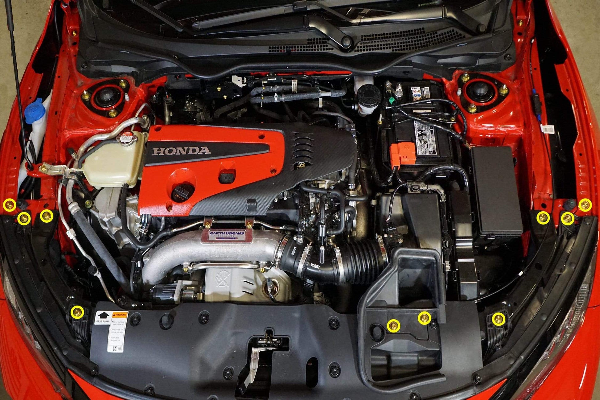 Honda Civic Type R (2017-2019) Titanium Dress Up Bolt Partial Engine Bay Kit - DressUpBolts.com