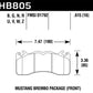 Hawk 15-17 Ford Mustang Brembo Package HPS 5.0 Front Brake Pads