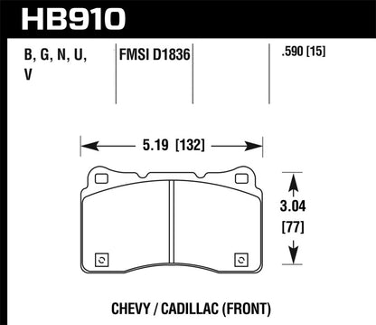 Hawk 15-16 Cadillac XTS / Chevrolet Corvette HP+ Front Brake Pads - Graveyard Performance