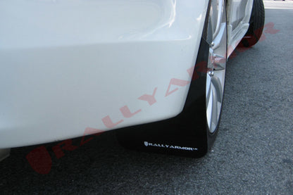 Rally Armor 07-17 Mitsubishi Lancer Black UR Mud Flap w/ White Logo - Graveyard Performance