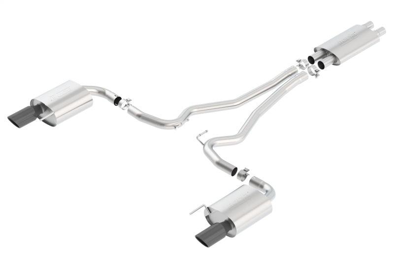 Borla Touring Cat-Back 15 Ford Mustang GT 5.0L V8 MT/AT 2.5in pipe Black 4in tip - Graveyard Performance