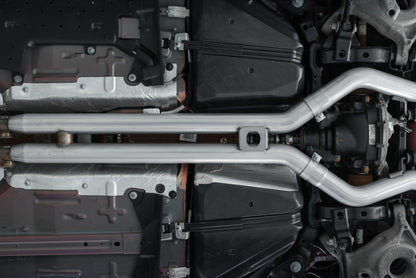 MBRP 18-22 Ford Mustang GT 5L T304 SS 3in Cat-Back Dual Rear w/4in Quad Carbon Fiber Tips (Street) - Graveyard Performance