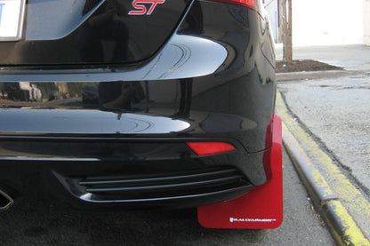 Rally Armor 12-19 Ford Focus ST / 16-19 RS Red Mud Flap w/White Logo - Graveyard Performance