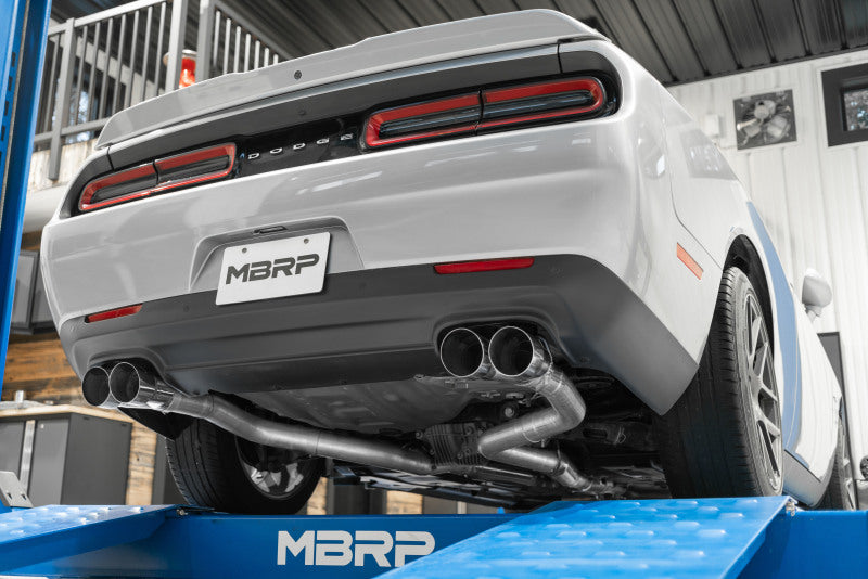 MBRP 15-16 Dodge Challenger RT 5.7L Aluminized Steel 3in Dual Rear Cat-back Quad Tips - Street - Graveyard Performance
