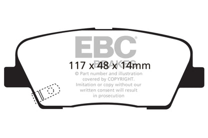 EBC 11+ Hyundai Equus 4.6 Redstuff Rear Brake Pads - Graveyard Performance