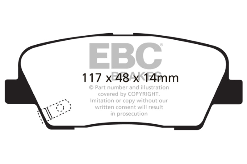 EBC 2009-2016 Hyundai Genesis Coupe 2.0L Turbo Ultimax2 Rear Brake Pads - Graveyard Performance