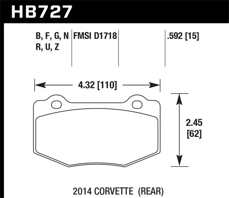 Hawk DTC-30 2015 Chevy Corvette Z06 Rear Race Brake Pads - Graveyard Performance