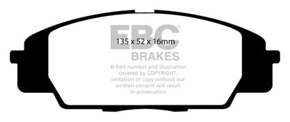 EBC 07-11 Acura CSX (Canada) 2.0 Type S Bluestuff Front Brake Pads - Graveyard Performance