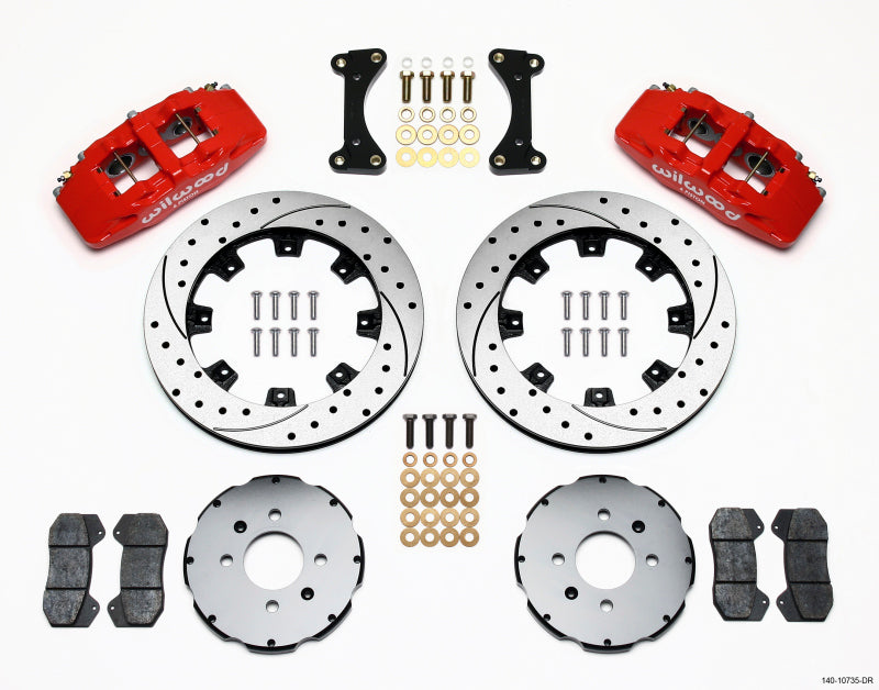 Wilwood Dynapro 6 Front Hat Kit 12.19in Drilled Red 94-01 Honda/Acura w/262mm Disc - Graveyard Performance