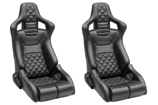 Corbeau Sportline RRB Black Vinyl / Carbon Vinyl Black Diamond Stitch Pair