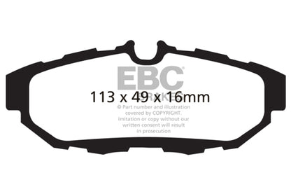 EBC 10-14 Ford Mustang 3.7 Ultimax2 Rear Brake Pads - Graveyard Performance