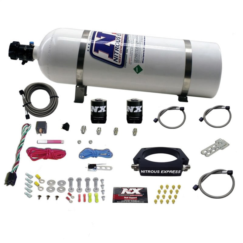 Nitrous Express GM LS 102mm Nitrous Plate Kit (50-400HP) w/15lb Bottle - Graveyard Performance