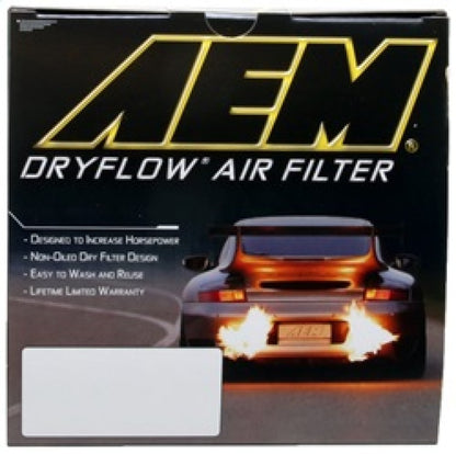 AEM DryFlow Air Filter - Round 2.75in ID x 6.25in OD x 8.25in H fits 2007-2014 Ford/Volvo - Graveyard Performance