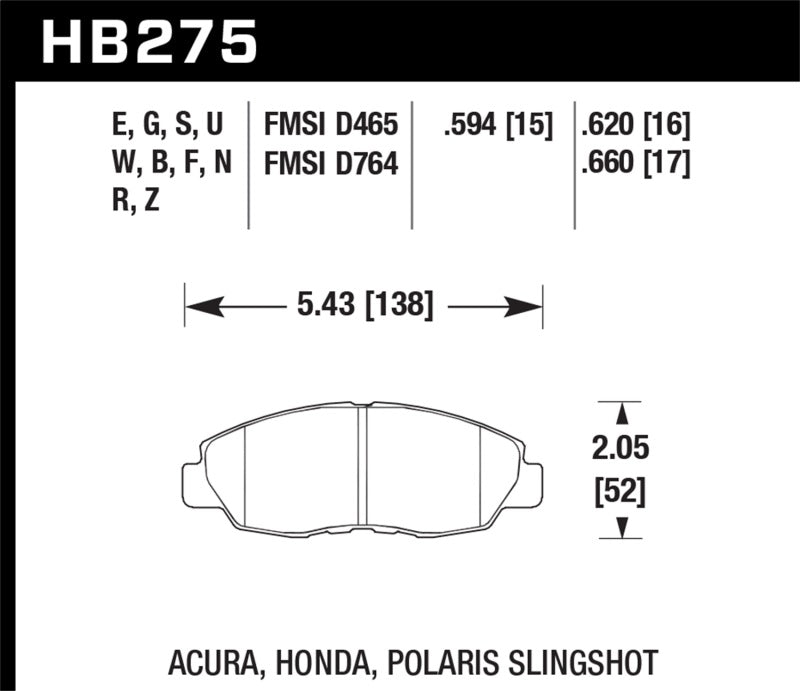 Hawk Honda 98-02 Accord / 06-11 Civic / Polaris Slingshot HT-10 Race Front Brake Pads (Two Pads/Box) - Graveyard Performance